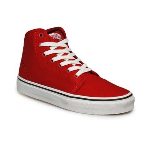 Vans Mens Womens Red Lace Up High Tops Trainers Sneakers Shoes Size 3 - 11