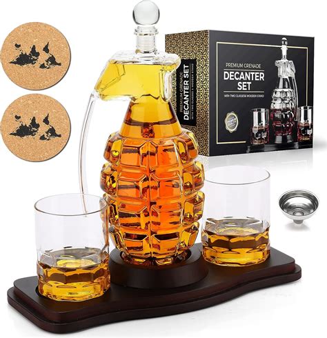 Amazon Whiskey Decanter Set Grenade Shaped Liquor Decanter Set