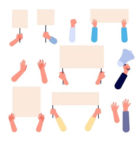 Premium Vector Hands With Blank Placard People Holding Protests