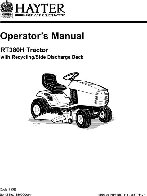 Hayter Mowers Rt380H Users Manual