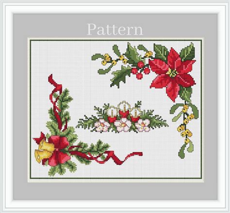 Christmas Flowers Cross Stitch Borders Poinsettia Cross Stitch Corners