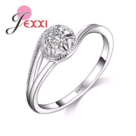 Anillos de plata esterlina 925 para mujer joyería de cristal para Boda