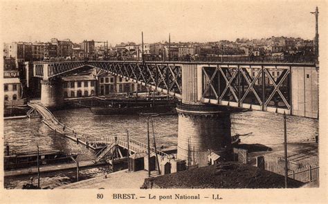 Brest Le Pont National Carte Postale Ancienne Et Vue D Hier Et