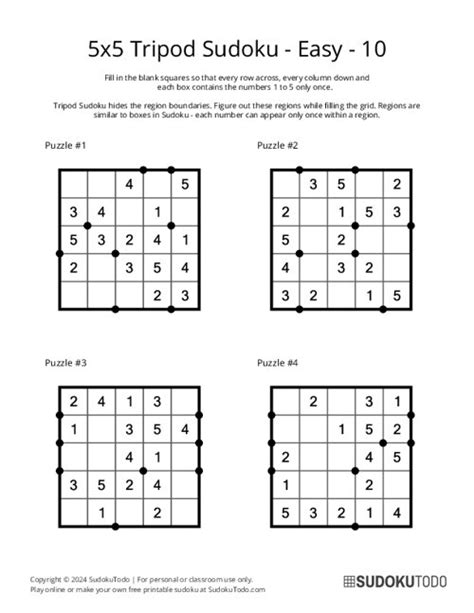 X Easy Tripod Sudoku Puzzles