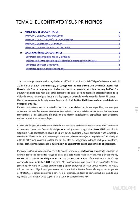 Tema 1 Derecho De Los Contratos Derecho De Los Contratos Uc3m Studocu