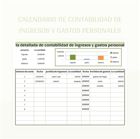 Plantilla De Excel Calendario De Contabilidad De Ingresos Y Gastos