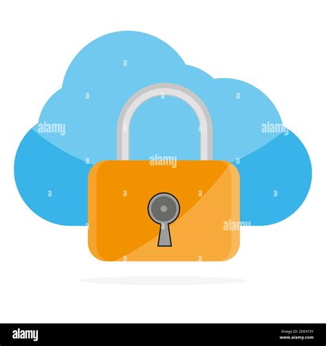 Cloud Computing Lock Security Concept Vector Illustration On A White