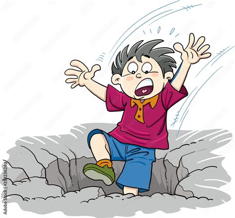 The Boy Is Falling Into The Hole Stock Vector Adobe Stock