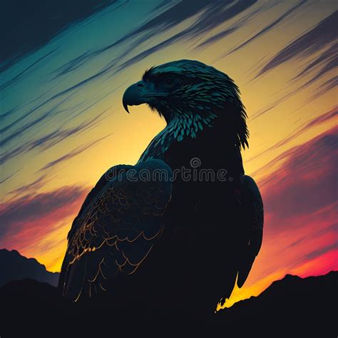 Silhouette Of Eagle At Sunset Generative Ai Stock Illustration