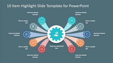 Powerpoint 10 Items Highlighting Comparison Slidemodel