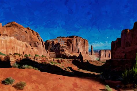 Digitally Created Watercolor Painting Of Park Avenue Trailhead View In