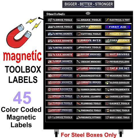 Ultimate Magnetic Tool Box Organizer Labels Blue