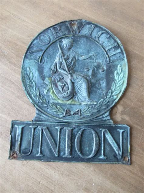 Original Early Th Century Norwich Union Fire Insurance Sign