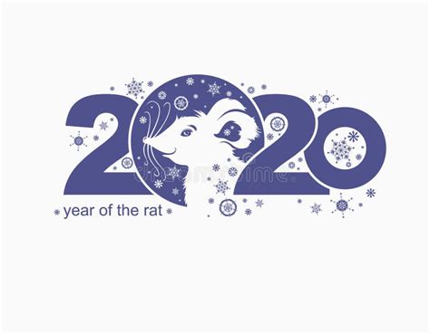 Year Of The White Metal Rat On The Chinese Calendar Golden 2020 Logo Design On A Black