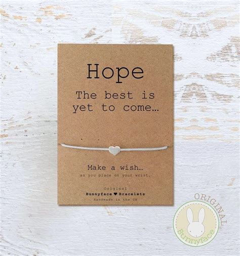 Hope Wish Bracelet And Card Silver Or Gold Bead On Cord Bracelet Etsy