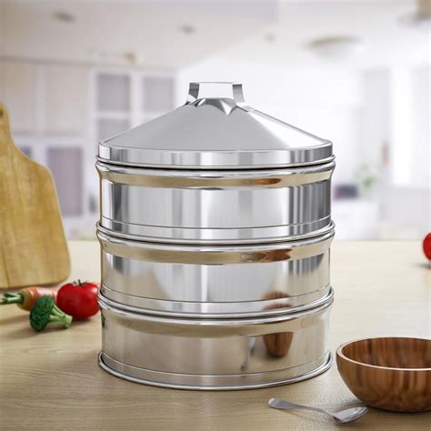 Soga 3 Tier 25cm Stainless Steel Steamers With Lid Work Inside Of