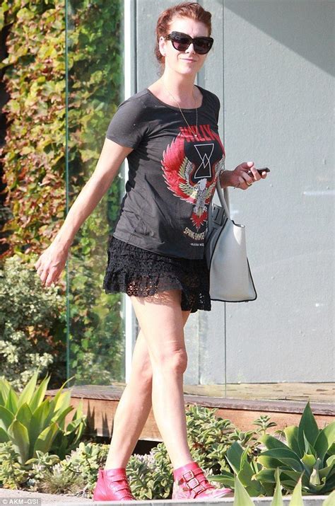 Kate Walsh 47 Shows Off Her Sculpted Legs In Black Lace Mini Skirt