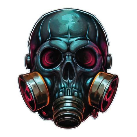 Skull Head Wearing A Gas Mask Illustration 44183055 Png