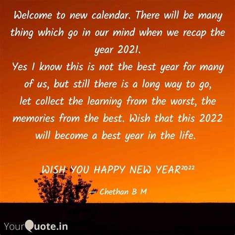 Welcome To New Calendar Quotes Writings By Chethan B M Yourquote