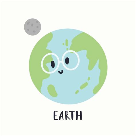 Planeta Tierra Con Cara En Estilo De Dibujos Animados Vector En The