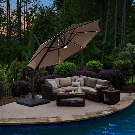 Solar Powered Led Cantilever Patio Umbrella At Terry Comer Blog