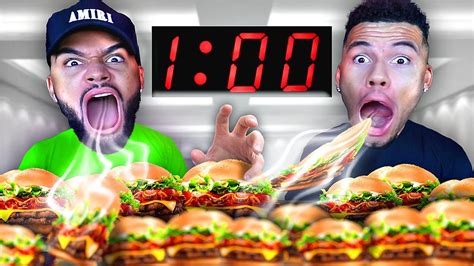 WER SCHAFFT MEHR BURGER IN 1 MINUTE WELTREKORD BroBattle 1 YouTube