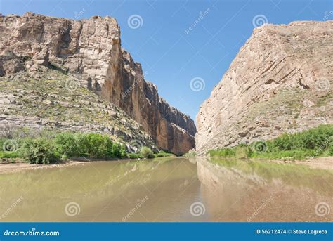 Santa Elena Canyon Reflection Big Bend National Park Tx Stock Photo