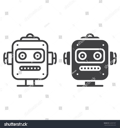 Robot Head Line Icon Outline Filled Stock Vector Royalty Free