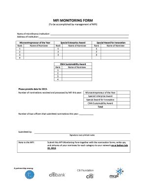 Fillable Online Microfinancecouncil Mfi Monitoring Form Microfinance