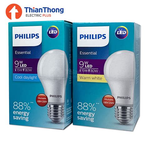 หลอดไฟ ฟิลิปส์ Philips Essential Led Bulb 9w รุ่น ประหยัด Daylight