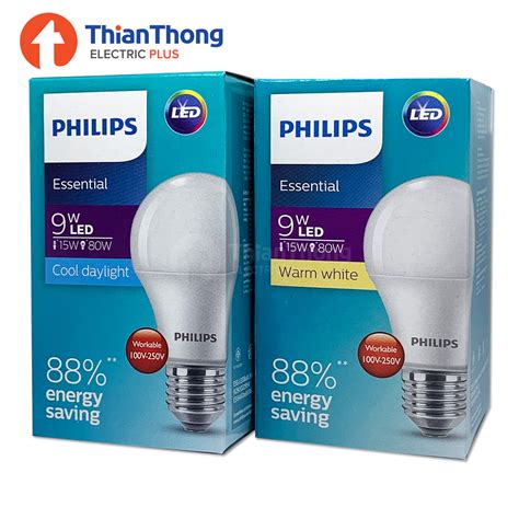 หลอดไฟ ฟิลิปส์ Philips Essential Led Bulb 9w รุ่น ประหยัด Daylight Warmwhite สั่งซื้อออนไลน์