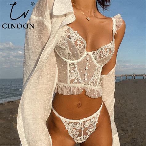 Cinoon Conjunto De Lingerie Sexy Francesa Para Mulheres Suti E Calcinha