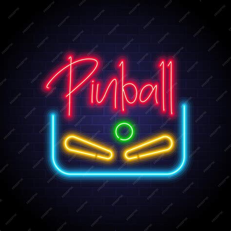 Premium Vector Pinball Game With Neon Light Glowing