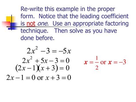 Ppt Solving Quadratic Equations By Factoring Powerpoint Presentation