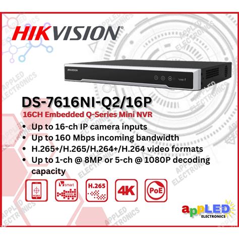 Hikvision DS 7616NI Q2 16P 16CH 1U 16 PoE 4K NVR With 16 Built In PoE