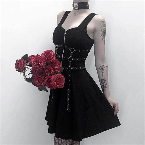 Grunge A Line Zipper Dress Grunge Clothing Store