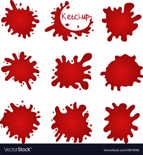 Splashes Of Tomato Stains And Drops Of Ketchup Vector Image