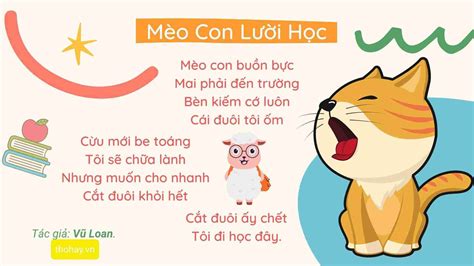 Bài Thơ Mèo Con Lười Học Nội Dung Hình Ảnh Giáo Án