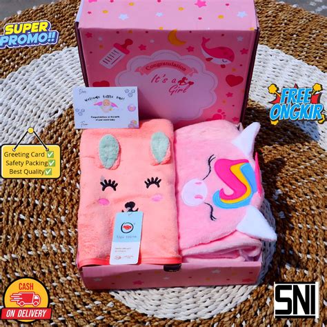 Jual Hampers Bayi Newborn Baby Gift SELIMUT TOPI 3D HANDUK KUPING