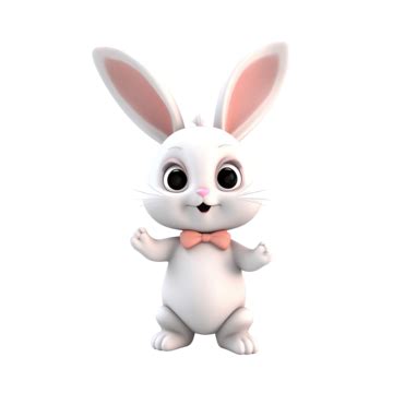 Cute Rabbit 3d Model Illustration Rabbit Ear Cute PNG Transparent