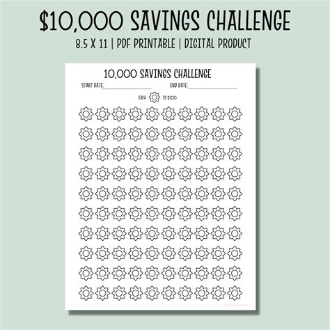 Money Saving Challenge K Printable Savings Tracker