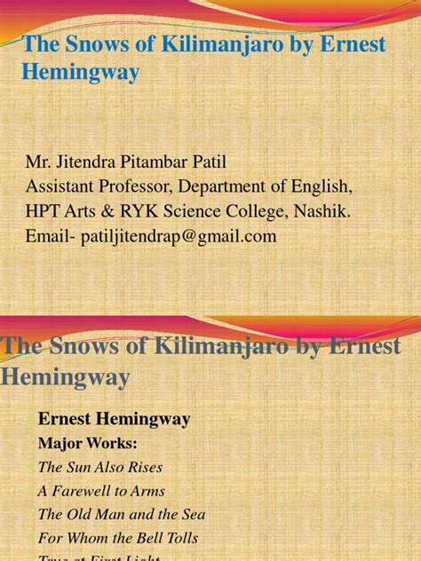 The Snows Of Kilimanjaro Pdf Ernest Hemingway Unrest