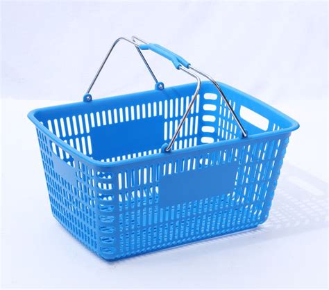 Supermarket Plastic 28 Litres Electroplating Handle Shopping Basket