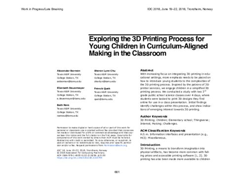 Pdf Exploring The 3d Printing Process For Young Children In