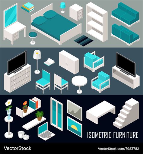 Isometric Furniture Set Royalty Free Vector Image