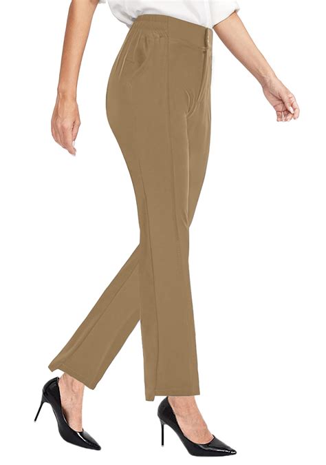 Womens High Waist Yoga Dress Pants With 3 Pockets Stretch Work Slacks Business Casual Office