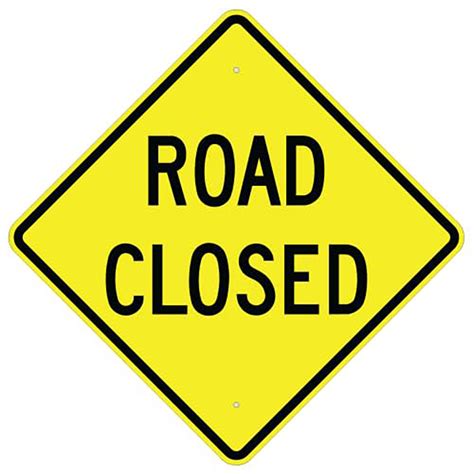 Aluminum Yellow Road Closed Sign W5 Trafficsafetywarehouse