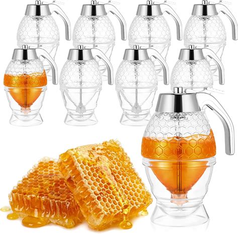 Amazon Mumufy 8 Pcs 8 Oz Honey Dispenser No Drip With Stand Maple