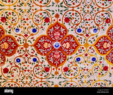 Beautiful Intricate Traditional Floral Pattern Rajasthan India Stock