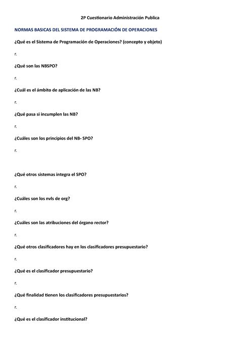 Vacio Cuestionario Administraci N Publica P Cuestionario